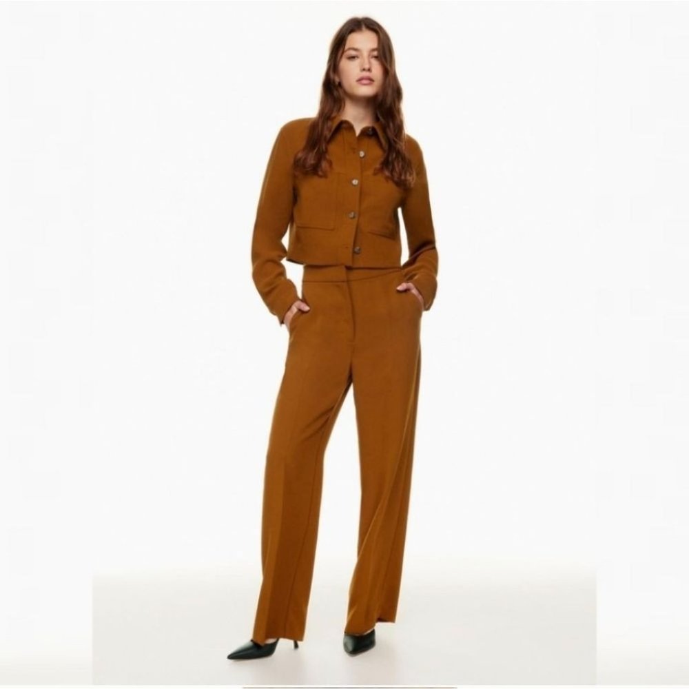 WILFRED Alanya Trouser Wide Leg Pants Rich Chestnut Brown 0 XS Aritzia - Picture 2 of 10